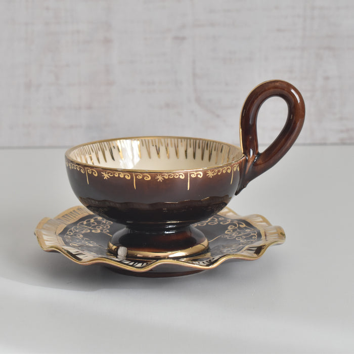 ヴィンテージコーヒーカップ＆ソーサー A.Dressinval ア.ドラサンヴァル ブラウン