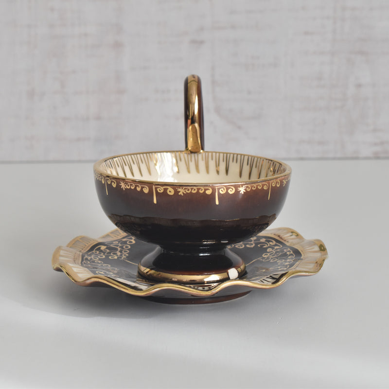 ヴィンテージコーヒーカップ＆ソーサー A.Dressinval ア.ドラサンヴァル ブラウン