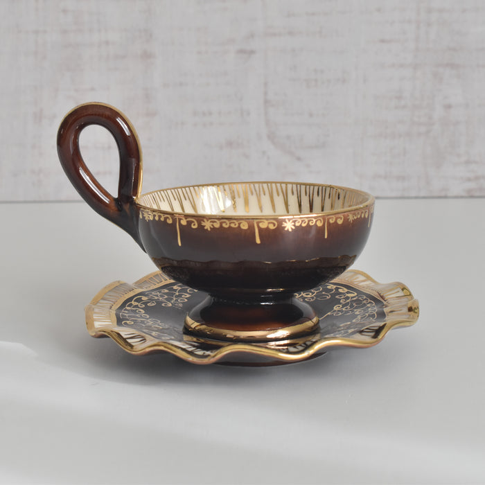 ヴィンテージコーヒーカップ＆ソーサー A.Dressinval ア.ドラサンヴァル ブラウン