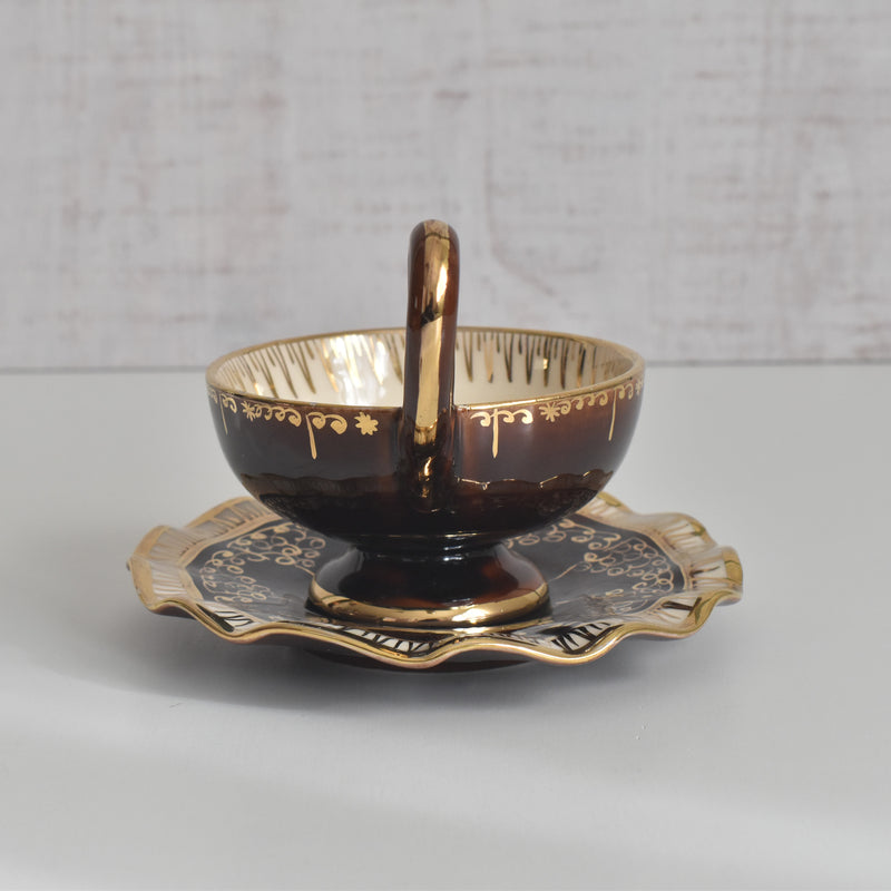 ヴィンテージコーヒーカップ＆ソーサー A.Dressinval ア.ドラサンヴァル ブラウン