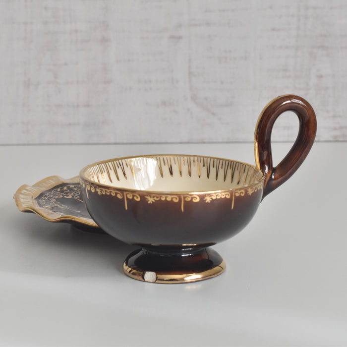 ヴィンテージコーヒーカップ＆ソーサー A.Dressinval ア.ドラサンヴァル ブラウン