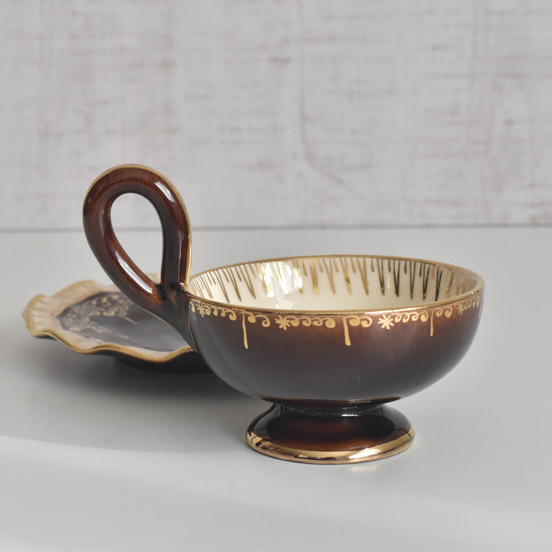 ヴィンテージコーヒーカップ＆ソーサー A.Dressinval ア.ドラサンヴァル ブラウン