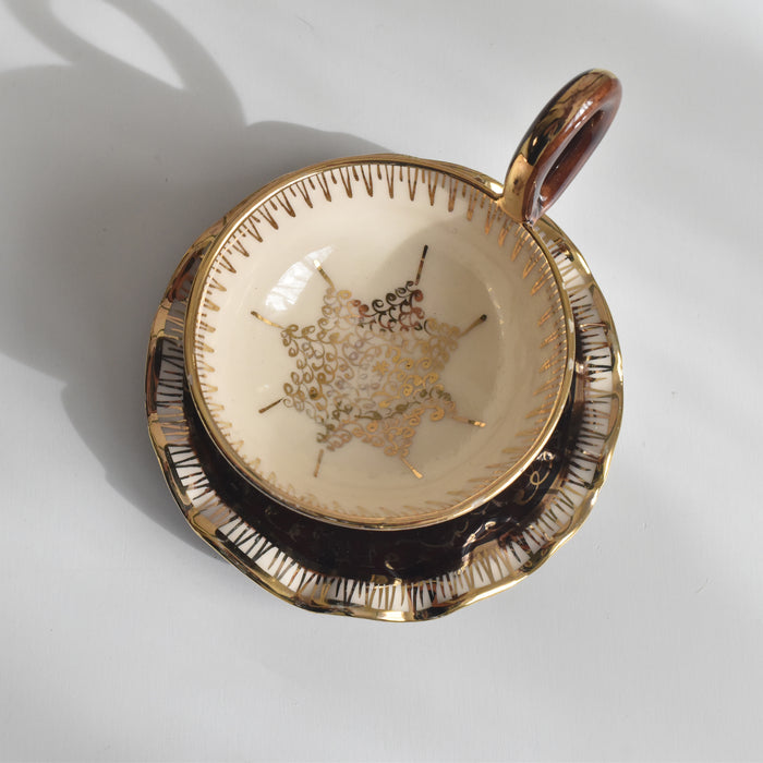 ヴィンテージコーヒーカップ＆ソーサー A.Dressinval ア.ドラサンヴァル ブラウン