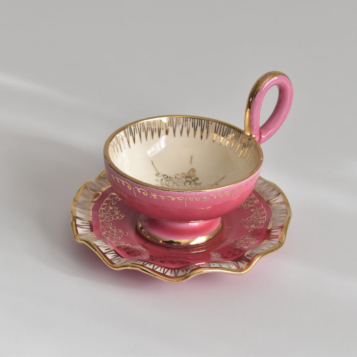 ヴィンテージコーヒーカップ＆ソーサー A.Dressinval ア.ドラサンヴァル ピンク