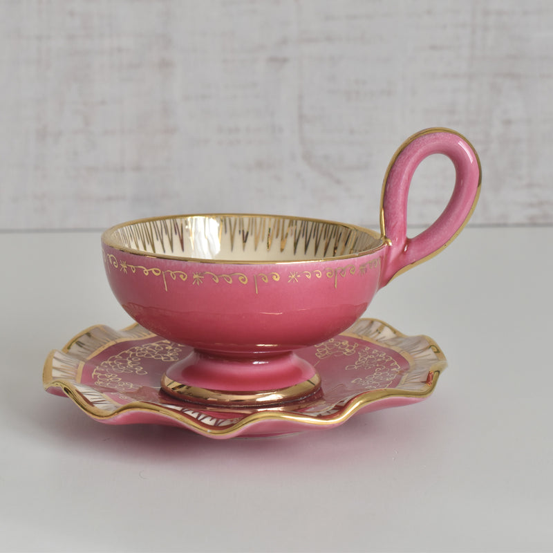 ヴィンテージコーヒーカップ＆ソーサー A.Dressinval ア.ドラサンヴァル ピンク