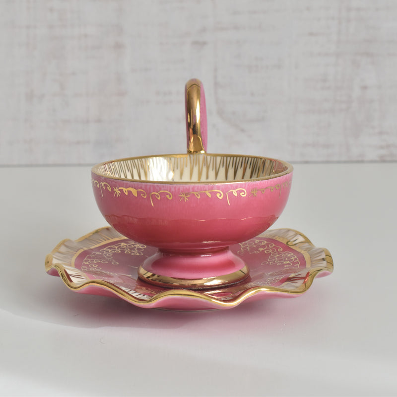 ヴィンテージコーヒーカップ＆ソーサー A.Dressinval ア.ドラサンヴァル ピンク