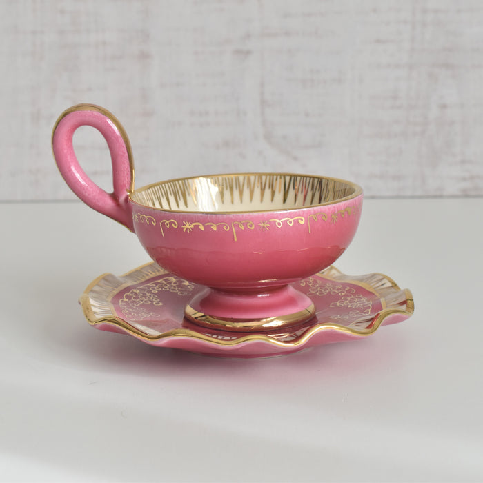 ヴィンテージコーヒーカップ＆ソーサー A.Dressinval ア.ドラサンヴァル ピンク