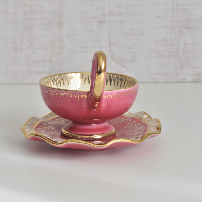 ヴィンテージコーヒーカップ＆ソーサー A.Dressinval ア.ドラサンヴァル ピンク