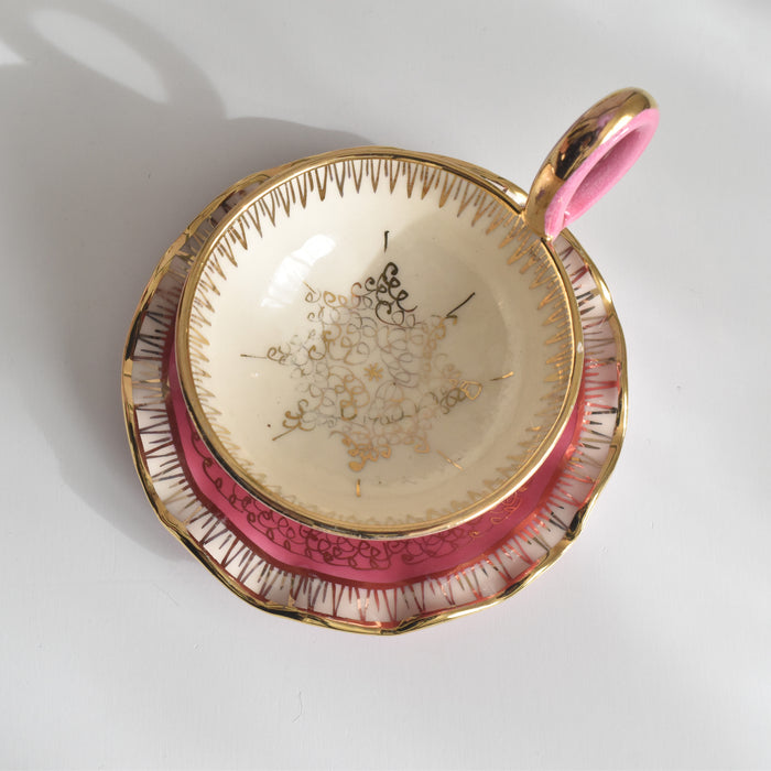 ヴィンテージコーヒーカップ＆ソーサー A.Dressinval ア.ドラサンヴァル ピンク