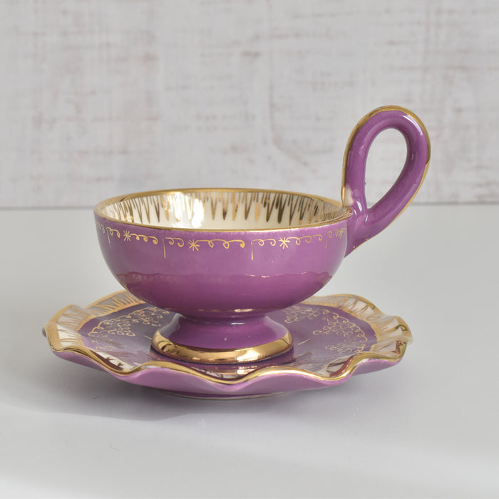 ヴィンテージコーヒーカップ＆ソーサー A.Dressinval ア.ドラサンヴァル パープル