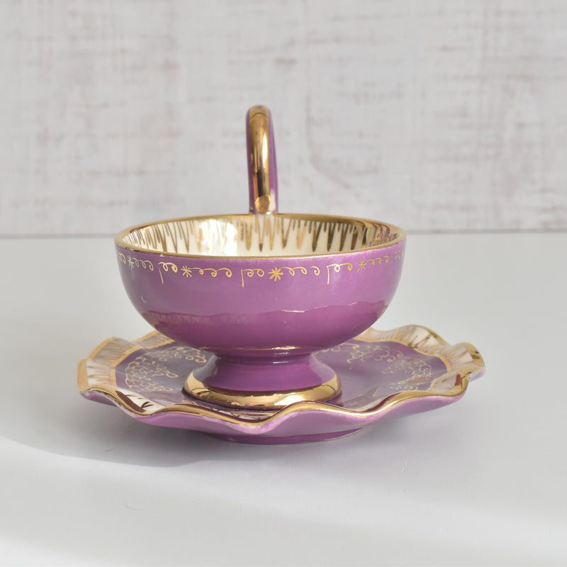 ヴィンテージコーヒーカップ＆ソーサー A.Dressinval ア.ドラサンヴァル パープル