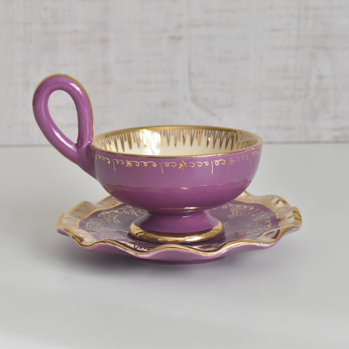 ヴィンテージコーヒーカップ＆ソーサー A.Dressinval ア.ドラサンヴァル パープル