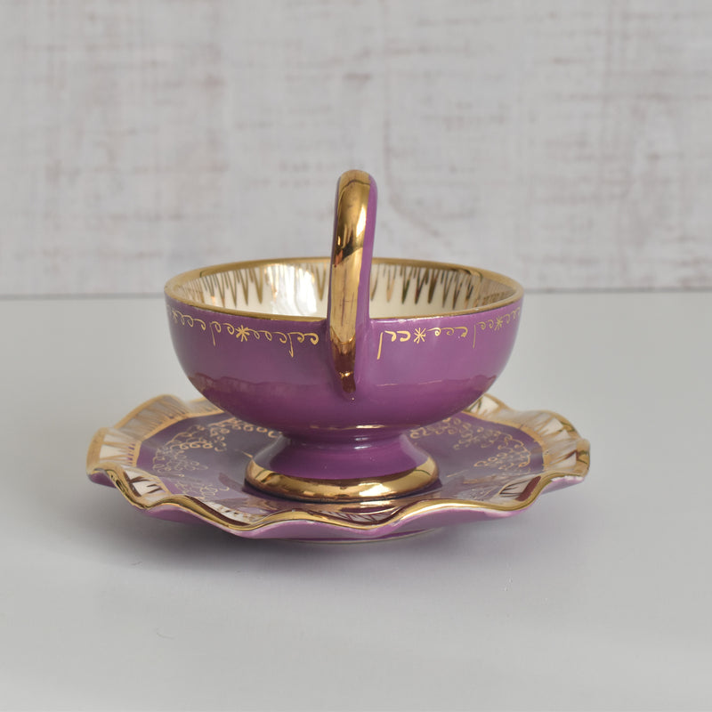 ヴィンテージコーヒーカップ＆ソーサー A.Dressinval ア.ドラサンヴァル パープル