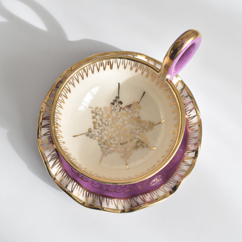 ヴィンテージコーヒーカップ＆ソーサー A.Dressinval ア.ドラサンヴァル パープル