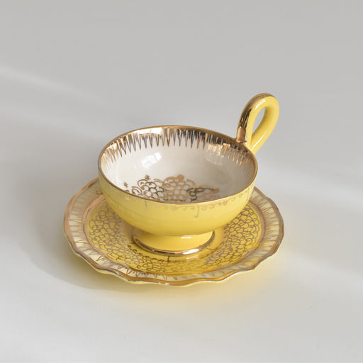 ヴィンテージコーヒーカップ＆ソーサー A.Dressinval ア.ドラサンヴァル イェロー A