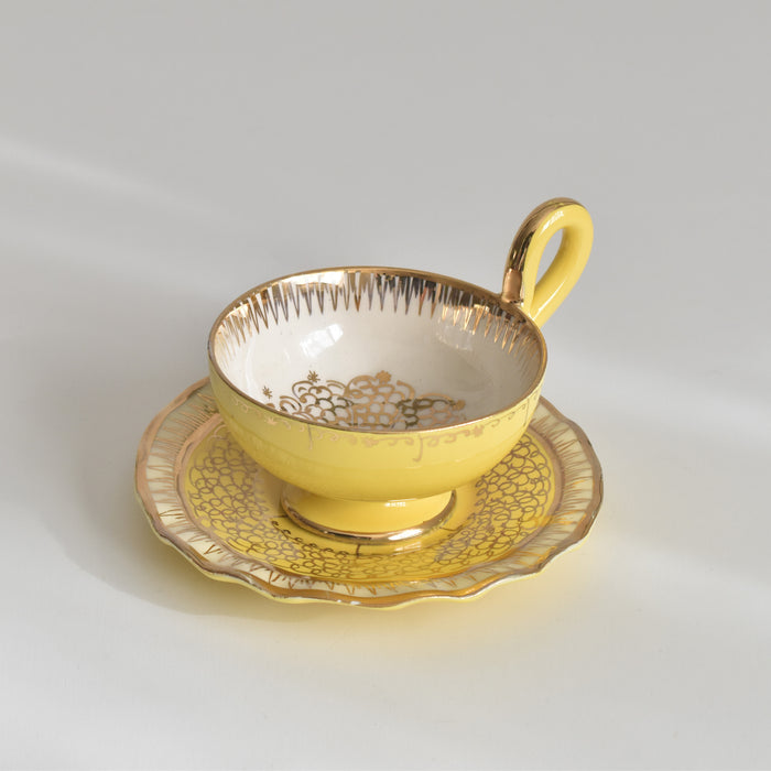 ヴィンテージコーヒーカップ＆ソーサー A.Dressinval ア.ドラサンヴァル イェロー A