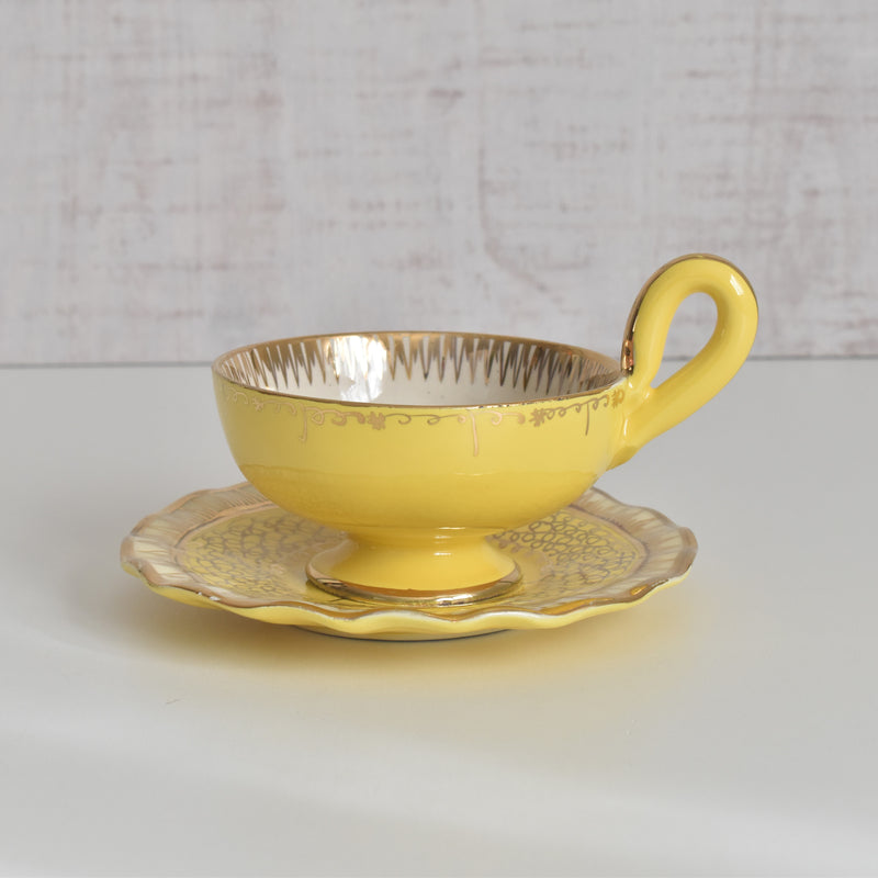 ヴィンテージコーヒーカップ＆ソーサー A.Dressinval ア.ドラサンヴァル イェロー A