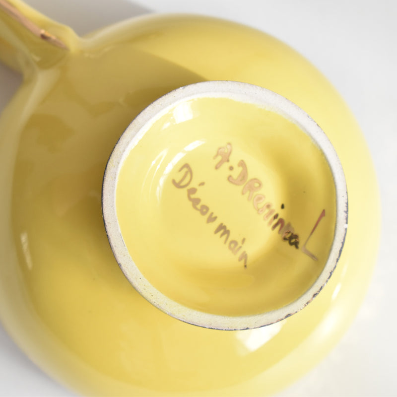 ヴィンテージコーヒーカップ＆ソーサー A.Dressinval ア.ドラサンヴァル イェロー A