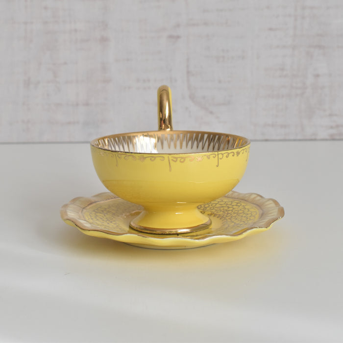 ヴィンテージコーヒーカップ＆ソーサー A.Dressinval ア.ドラサンヴァル イェロー A