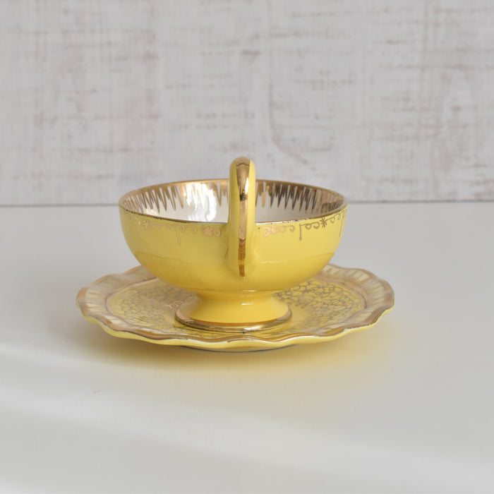 ヴィンテージコーヒーカップ＆ソーサー A.Dressinval ア.ドラサンヴァル イェロー A