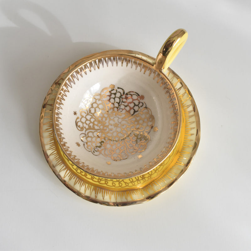 ヴィンテージコーヒーカップ＆ソーサー A.Dressinval ア.ドラサンヴァル イェロー A