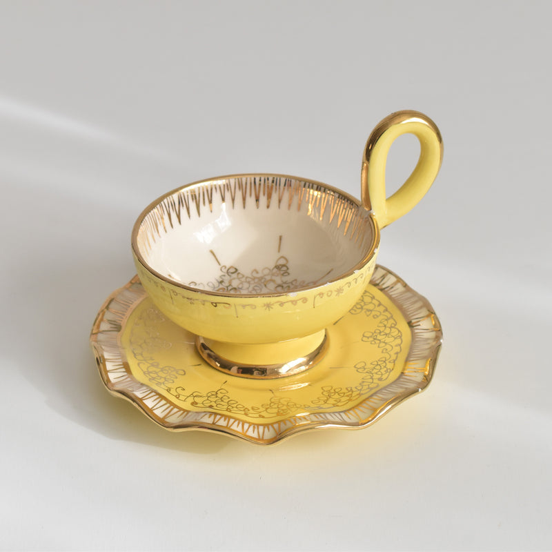 ヴィンテージコーヒーカップ＆ソーサー A.Dressinval ア.ドラサンヴァル イェロー B
