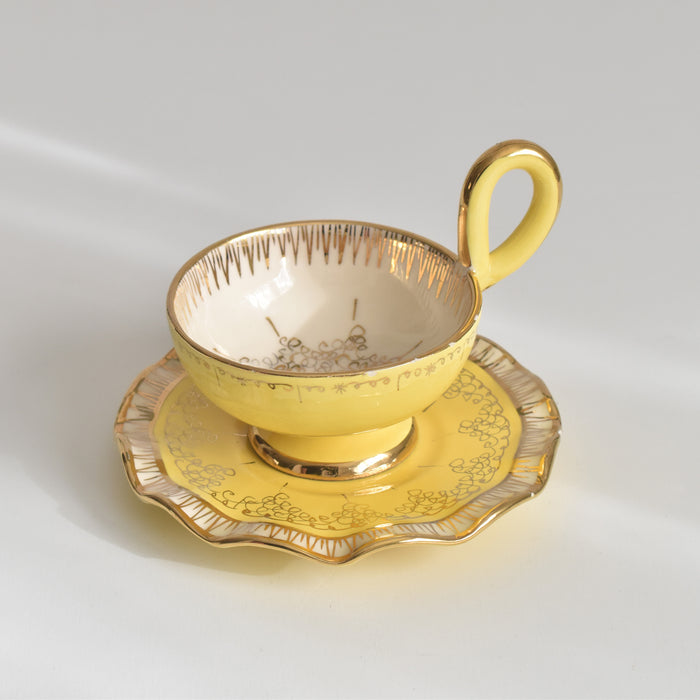 ヴィンテージコーヒーカップ＆ソーサー A.Dressinval ア.ドラサンヴァル イェロー B