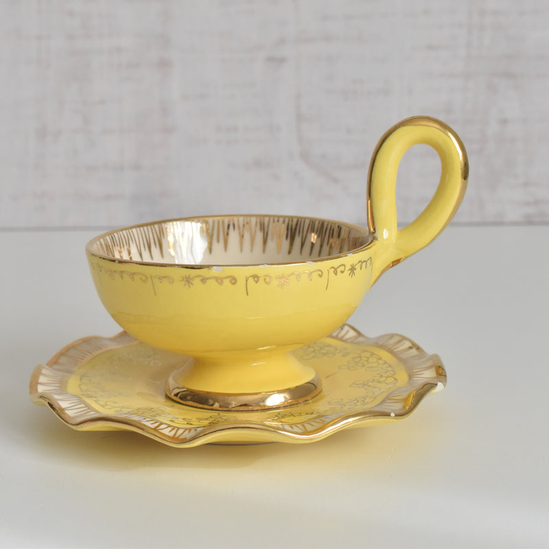 ヴィンテージコーヒーカップ＆ソーサー A.Dressinval ア.ドラサンヴァル イェロー B