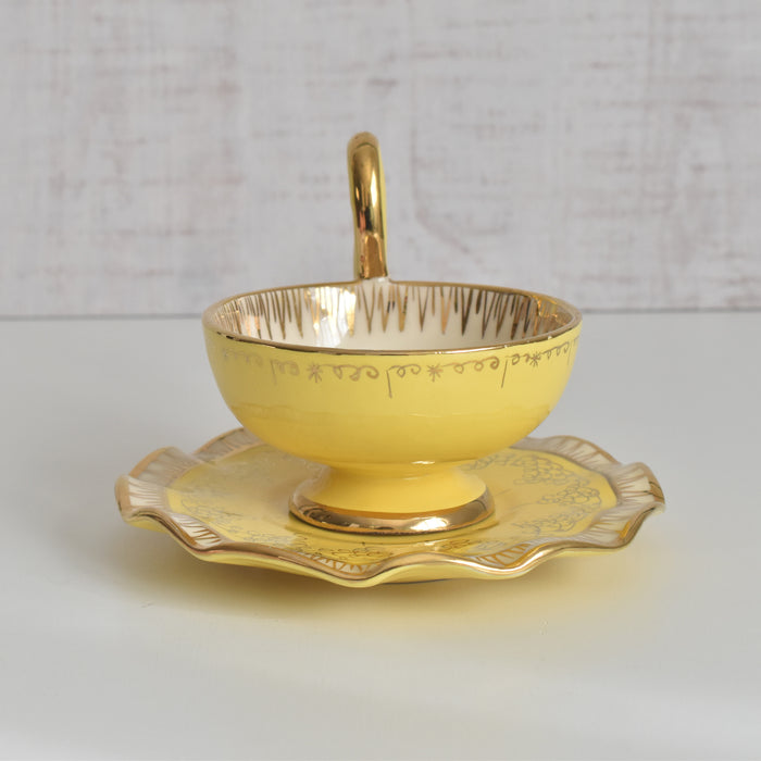 ヴィンテージコーヒーカップ＆ソーサー A.Dressinval ア.ドラサンヴァル イェロー B