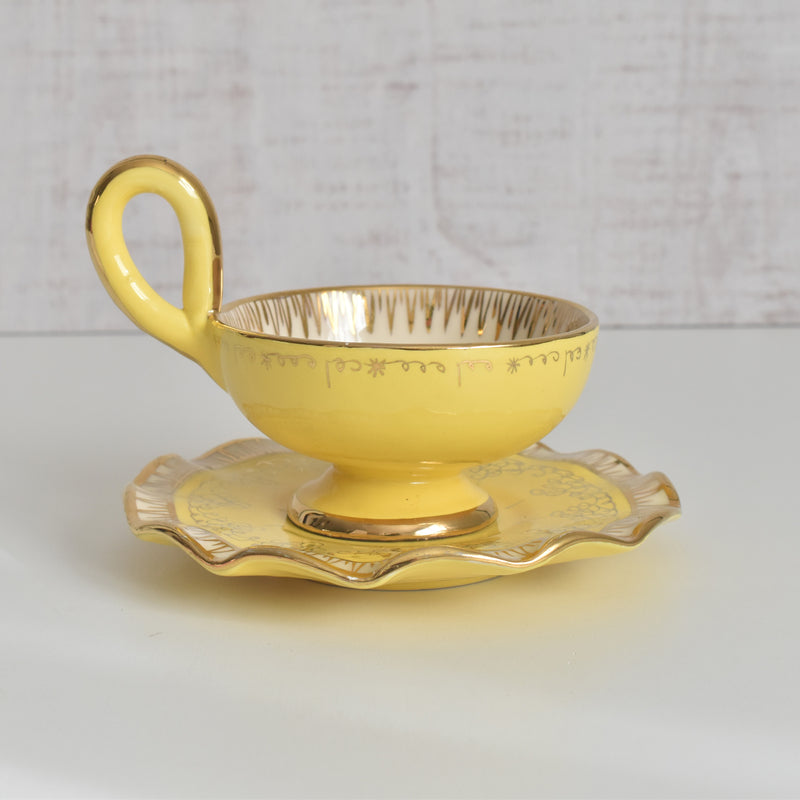 ヴィンテージコーヒーカップ＆ソーサー A.Dressinval ア.ドラサンヴァル イェロー B