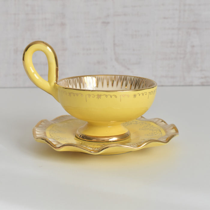 ヴィンテージコーヒーカップ＆ソーサー A.Dressinval ア.ドラサンヴァル イェロー B