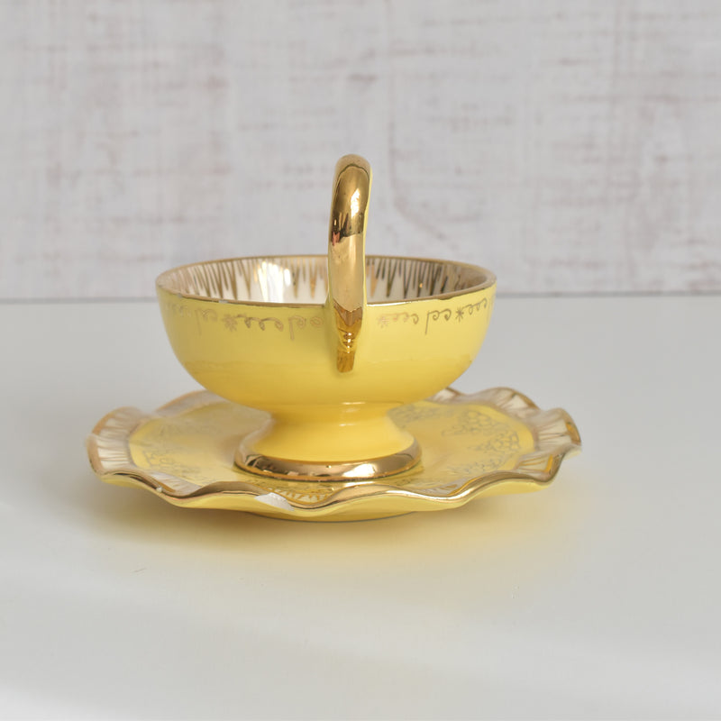 ヴィンテージコーヒーカップ＆ソーサー A.Dressinval ア.ドラサンヴァル イェロー B