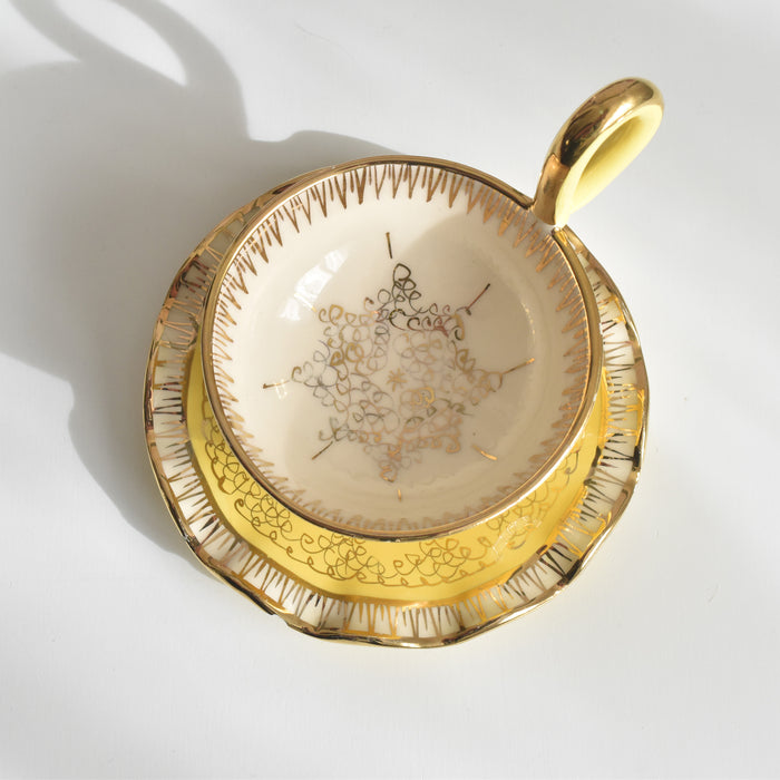 ヴィンテージコーヒーカップ＆ソーサー A.Dressinval ア.ドラサンヴァル イェロー B