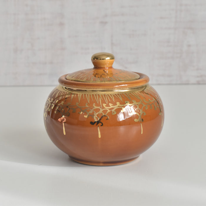 ヴィンテージシュガーポット A.Dressinval ア.ドラサンヴァル アンバー