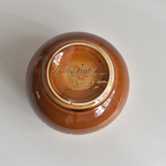 ヴィンテージシュガーポット A.Dressinval ア.ドラサンヴァル アンバー