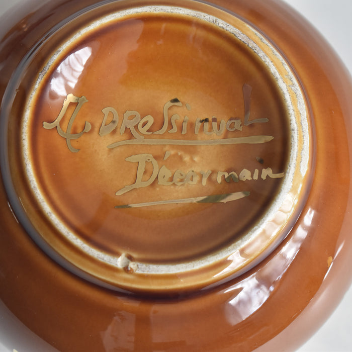 ヴィンテージシュガーポット A.Dressinval ア.ドラサンヴァル アンバー