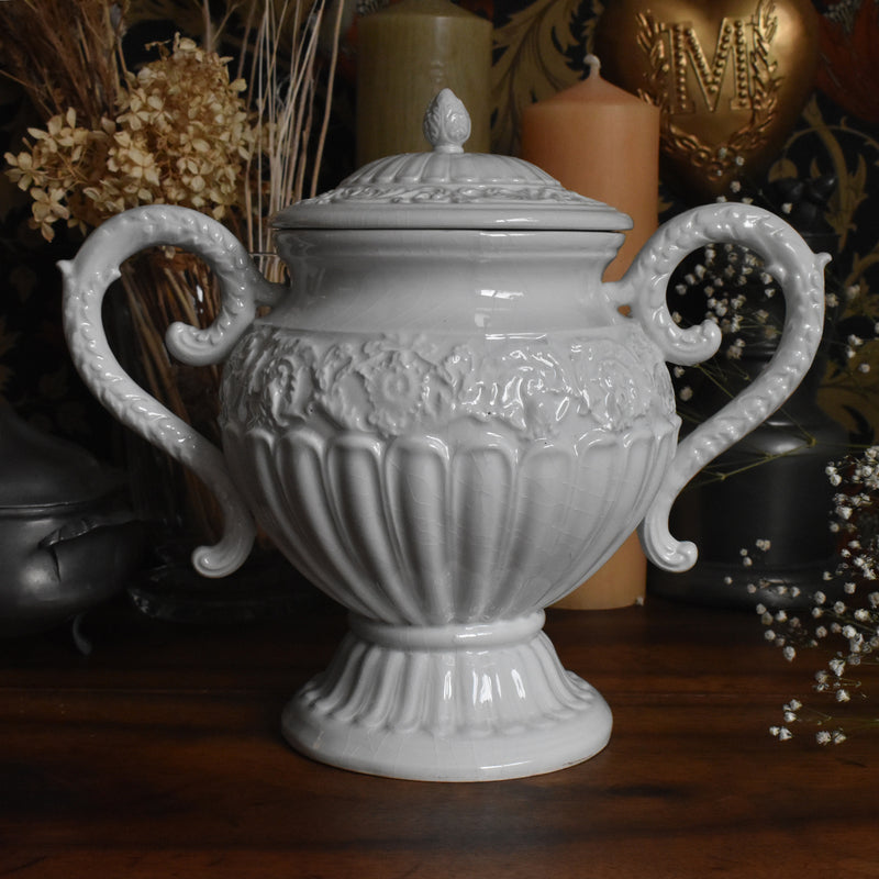 Vintage bonbonnière Faience Blanche