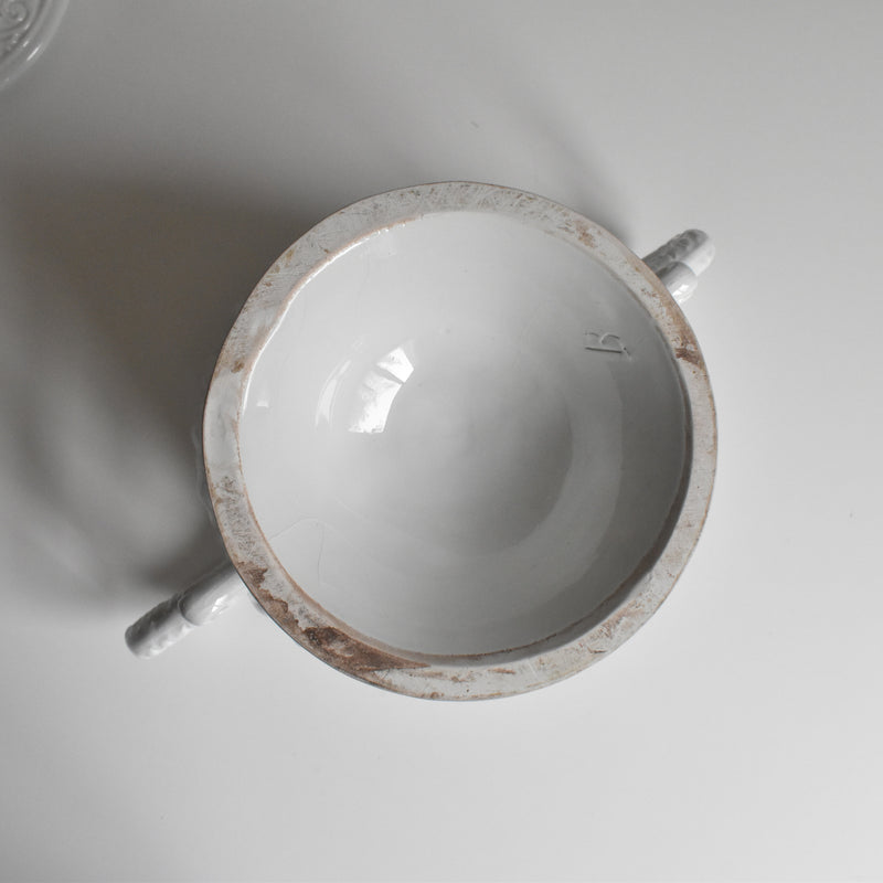 Vintage bonbonnière Faience Blanche