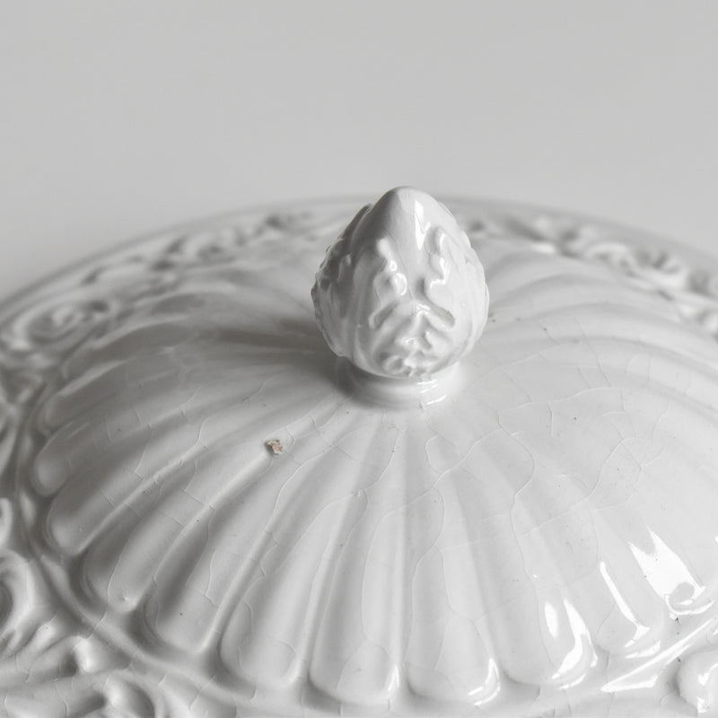 Vintage bonbonnière Faience Blanche
