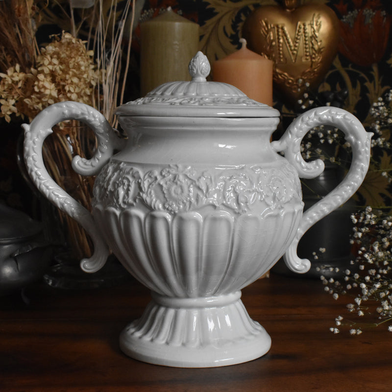 Vintage bonbonnière Faience Blanche