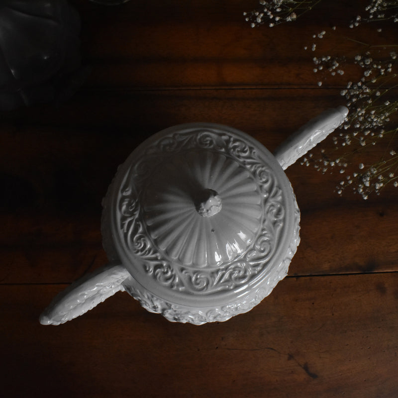 Vintage bonbonnière Faience Blanche