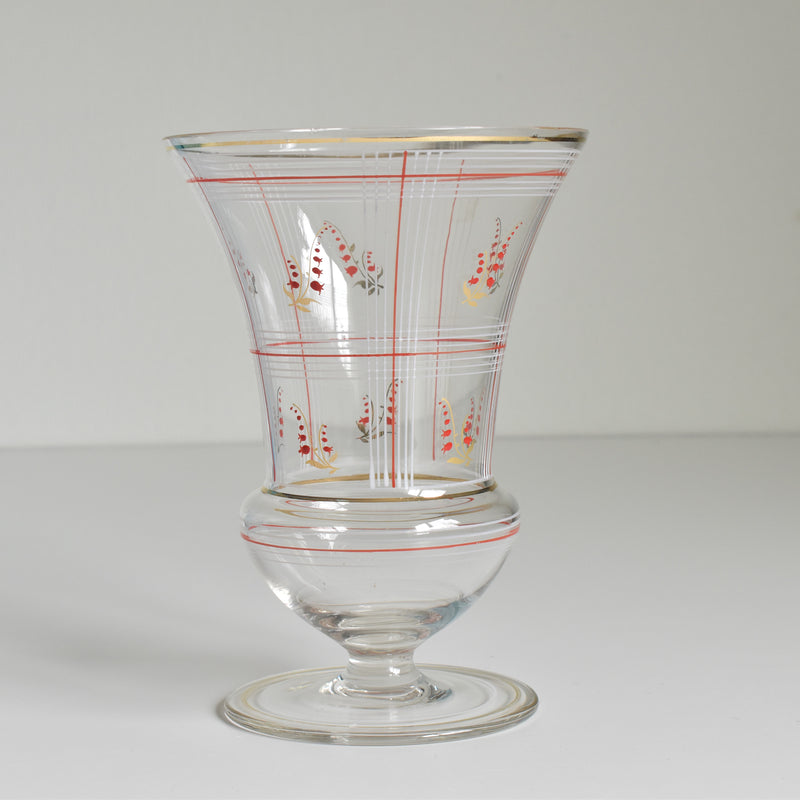Vintage flower vase, enamel, lily of the valley A