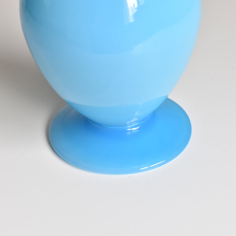 Antique Opaline Flower Vase Blue 28cm