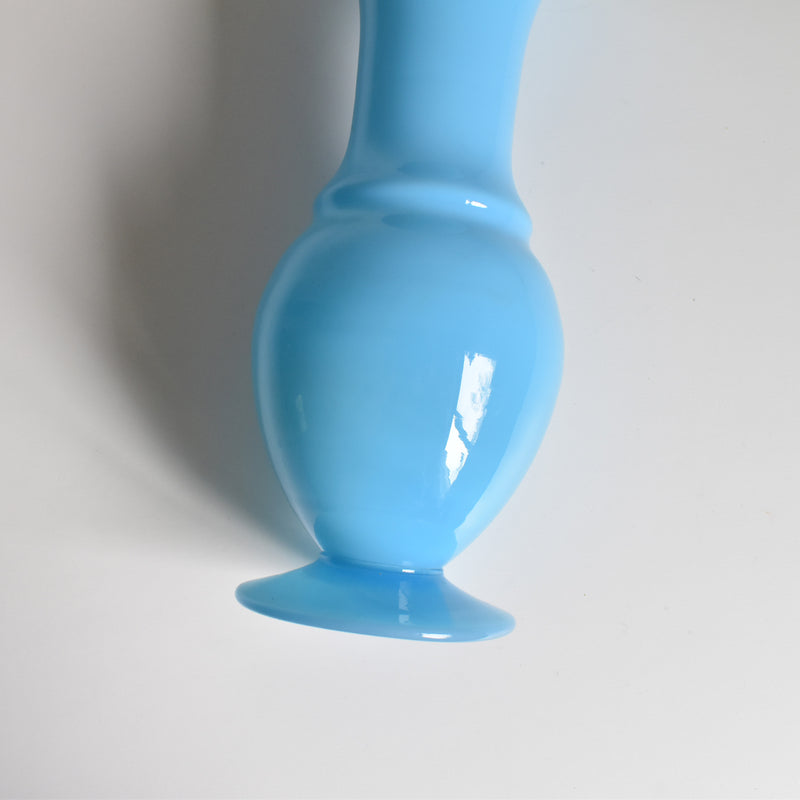 Antique Opaline Flower Vase Blue 28cm