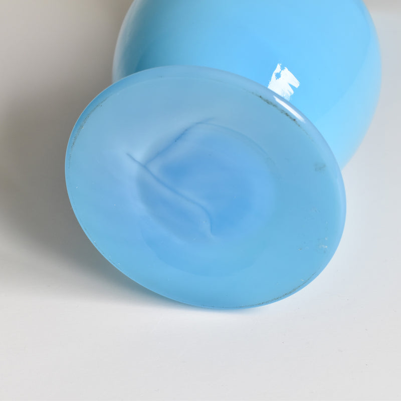 Antique Opaline Flower Vase Blue 28cm