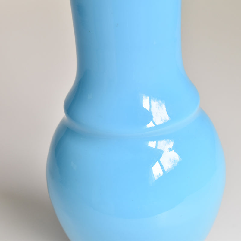 Antique Opaline Flower Vase Blue 28cm