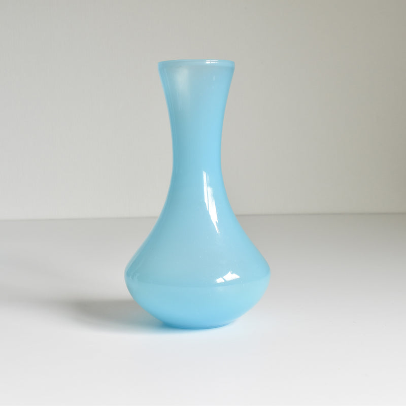 Antique Opaline Flower Vase, Blue (A)
