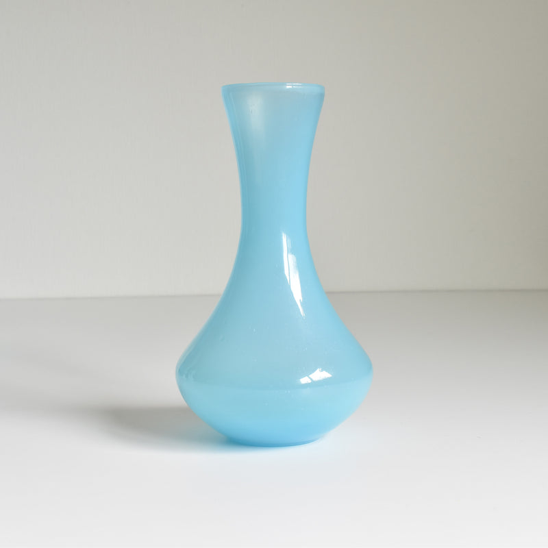 Antique Opaline Flower Vase, Blue (A)