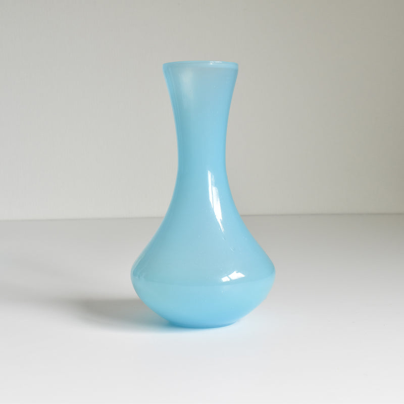 Antique Opaline Flower Vase, Blue (A)