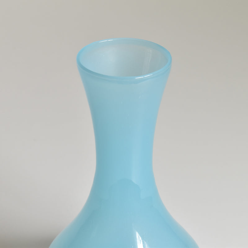 Antique Opaline Flower Vase, Blue (A)